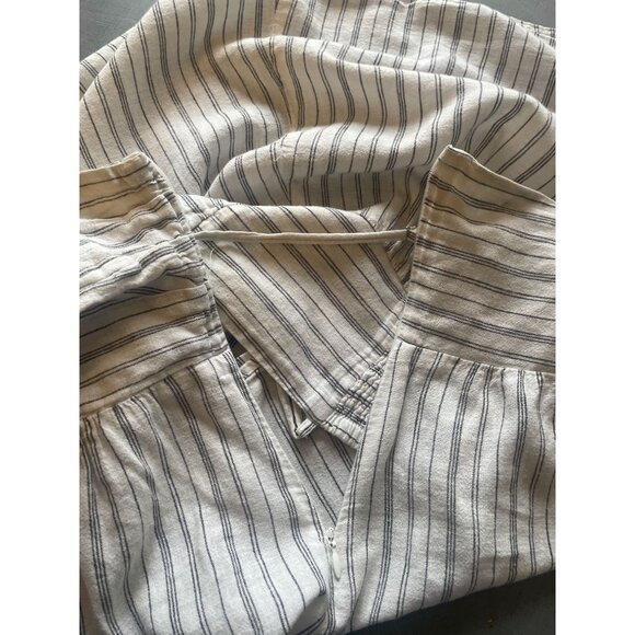 Banana Republic XL sweetheart A-line striped linen blend swing top knot front - Picture 6 of 8